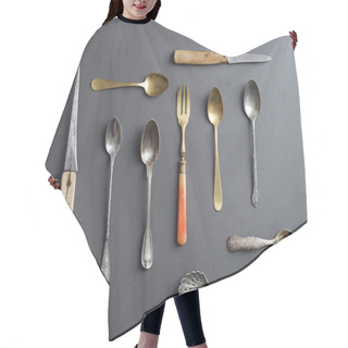 Personality  Collection Of Vintage Golden Cutlery Hair Cutting Cape