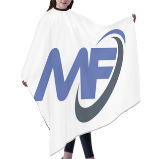 Personality  MF Logo Swoosh Ellipse Blue Letter Vector Concept  Hair Cutting Cape