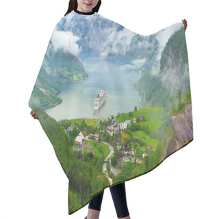 Personality  Mountain Lake With Ship Hair Cutting Cape