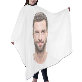 Personality  Smiling Young Man Hair Cutting Cape