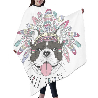 Personality  French Bulldog In War Bonnet Hair Cutting Cape