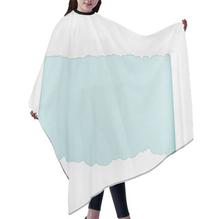 Personality  Tattered White Textured Paper With Curl Edges On Light Blue Background  Hair Cutting Cape