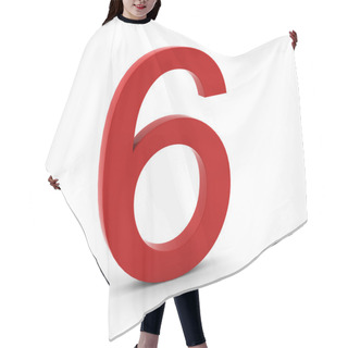 Personality  3d Render Of Red Number Six On White Hair Cutting Cape
