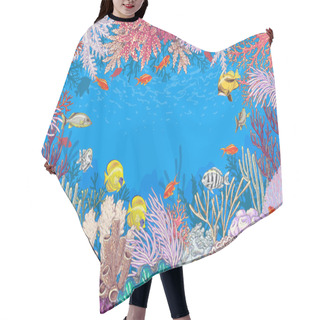 Personality  Underwater Background With Corals  And Fishes  Hair Cutting Cape