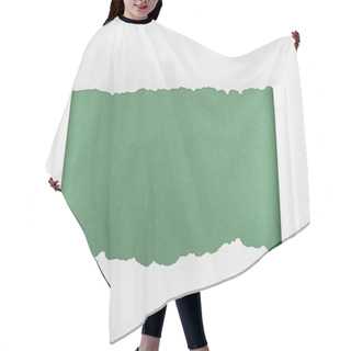 Personality  Ragged Textured White Paper With Curl Edges On Green Background  Hair Cutting Cape