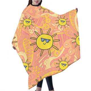 Personality  Colorful Vector Illustration Of Sun Stickers Pattern Over Gradient Background Hair Cutting Cape