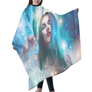 Personality  Beautiful Halloween Witch Portrait.  Hair Cutting Cape
