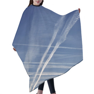 Personality  Deep Blue Sky With Many Crossing Contrails Hair Cutting Cape
