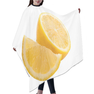 Personality  Lemon With Cut And Slice In Half And Isolated On White Background Hair Cutting Cape