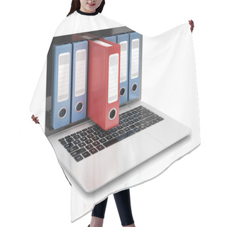 Personality  File In Database - Laptop With Ring Binders Hair Cutting Cape