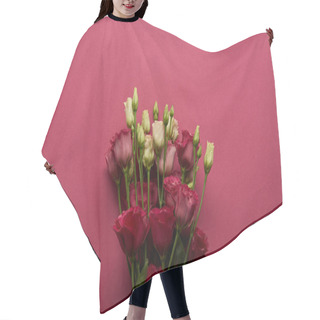 Personality  Bouquet Of White And Pink Flowers On Ruby Background  Hair Cutting Cape