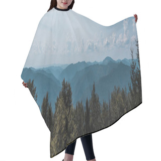 Personality  Panoramic Shot Of Trees And Mountains Against Sky With Clouds  Hair Cutting Cape