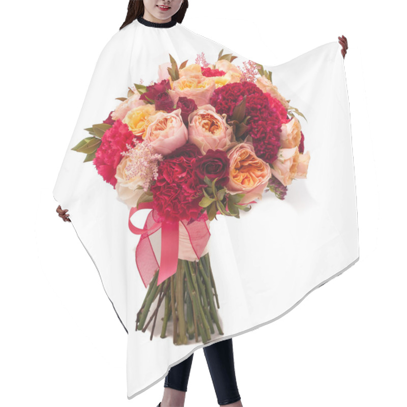 Personality  Colorful Wedding Bouquet On White Background Hair Cutting Cape