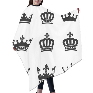 Personality  Collection Of Crown Silhouette Symbols Hair Cutting Cape