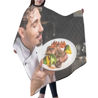 Personality  Handsome Chef Sniffing Smell Of Cooked Dish Hair Cutting Cape