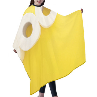 Personality  Top View Of White Toilet Paper Rolls On Yellow Background With Copy Space Hair Cutting Cape