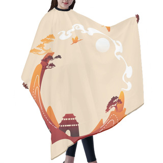 Personality  Asian Landscape Hair Cutting Cape