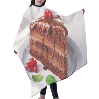 Personality  Delicious Chocolate Cake On Plate On Table On Light Background Hair Cutting Cape