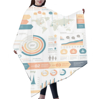 Personality  Clean Color Infographics Elements With World Map And Information Graphics Hair Cutting Cape