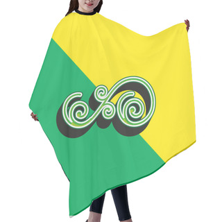 Personality  Asymmetrical Floral Design Of Spirals Green And Yellow Modern 3d Vector Icon Logo Hair Cutting Cape