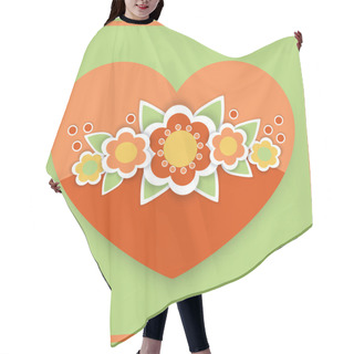 Personality  Vector Greeting Card With Floral Heart. Hair Cutting Cape