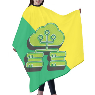 Personality  Big Data Green And Yellow Modern 3d Vector Icon Logo Hair Cutting Cape