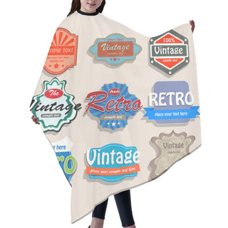 Personality  Vector Set Of Vintage Labels. Hair Cutting Cape
