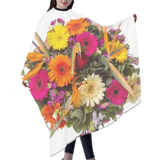 Personality  Bouquet Of Flowers Top View Isolated On White Hair Cutting Cape