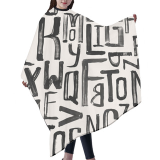 Personality  Seamless Vintage Style Pattern, Uneven Grunge Letters Of Random  Hair Cutting Cape