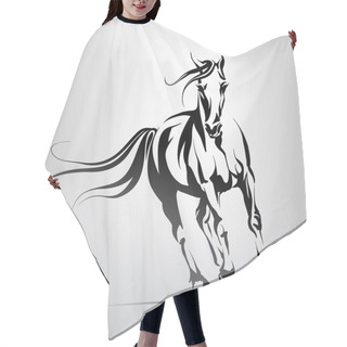 Personality  Silhouette Of  Running Horse Hair Cutting Cape