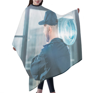 Personality  Rear View Of Loader Carrying Water Bottle On Shoulder Hair Cutting Cape