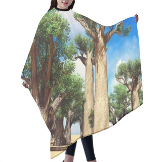 Personality  Awesome Baobabs In African Savannah 3d Rendering Hair Cutting Cape