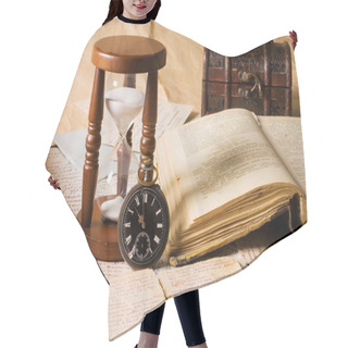 Personality  Hourglass And The Book - Vintage Hair Cutting Cape