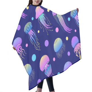 Personality  Pattern With Hand Drawn Jellyfishes Hair Cutting Cape