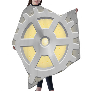 Personality  Vector Cogwheel. Gear System Hair Cutting Cape