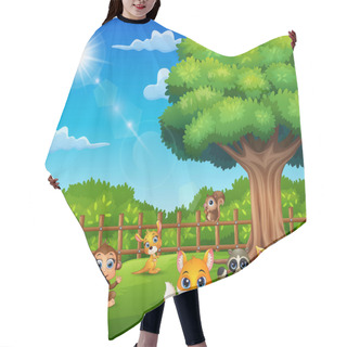 Personality  Vector Illustration Of The Animals Are Enjoying Nature By The Cage Hair Cutting Cape