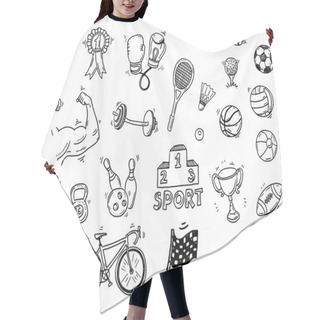 Personality  Sport Doodle Icons Set Hair Cutting Cape