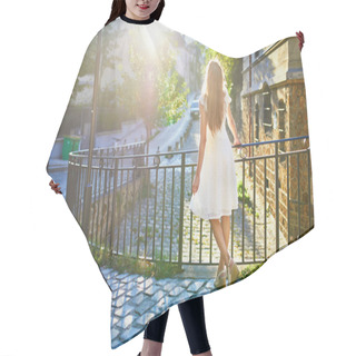 Personality  Woman In White Dress Walking On Famous Montmartre Hill In Paris Hair Cutting Cape
