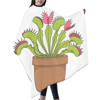 Personality  Color Image Of Venus Flytrap. Isolated Vector Object On White Background. Hair Cutting Cape