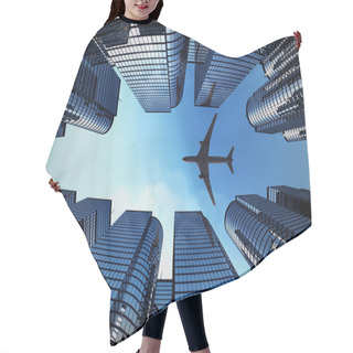 Personality  Business Towers With A Airplane Silhouette Hair Cutting Cape