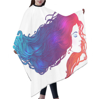 Personality  Beautiful Girl With Dyed Hair Hair Cutting Cape