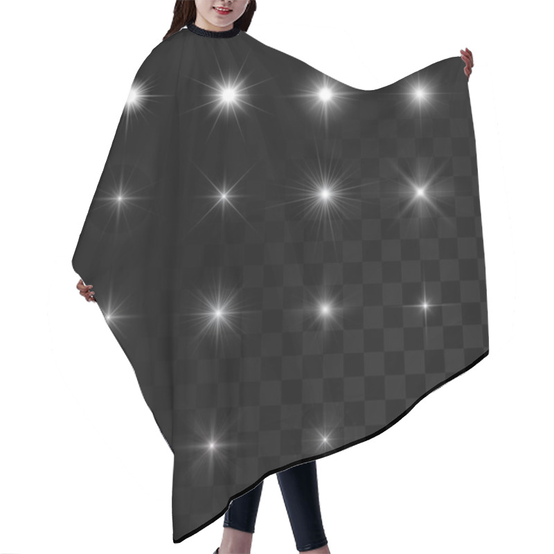 Personality  Set of vector glowing stars sparks hair cutting cape