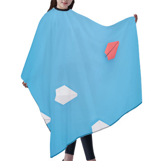 Personality  Flat Lay With White And Red Paper Planes On Blue Hair Cutting Cape
