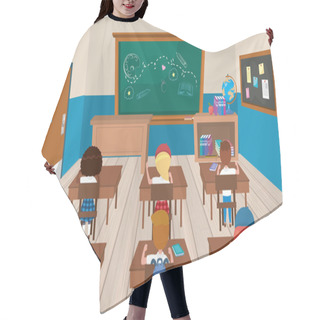 Personality  Education Claroom With Girls And Boys Students With Books Hair Cutting Cape