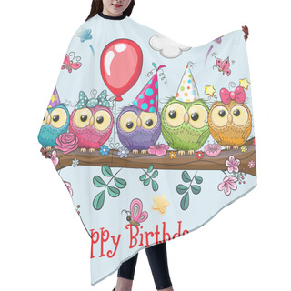 Personality  Five Owls On A Brunch With Balloon And Bonnets Hair Cutting Cape