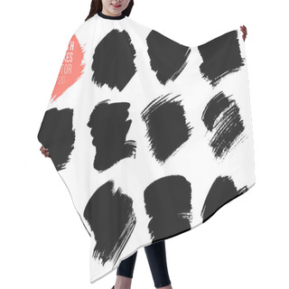 Personality  Vector Set Of Big Hand Drawn Brush Strokes, Stains For Backdrops. Monochrome Design Elements Set. One Color Monochrome Artistic Hand Drawn Backgrounds Square Shapes. Hair Cutting Cape