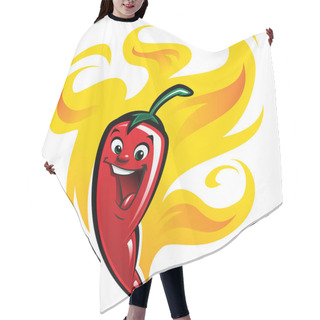 Personality  Cartoon Happy Spicy Red Chilly Hot Pepper Vector Illustration Ch Hair Cutting Cape