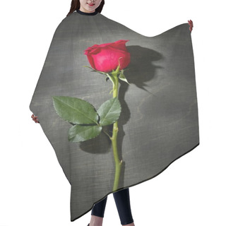 Personality  Red Rose Macro Over Dark Black Wood Hair Cutting Cape