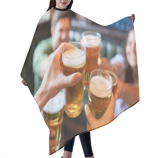 Personality  Happy Friends Drinking Beer At Bar Or Pub Hair Cutting Cape
