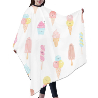 Personality  Cute Ice Cream Characters Seamless Pattern Hair Cutting Cape